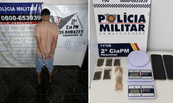 Jovem é preso por suspeita de tráfico de drogas e uso de documento falso em Paranatinga