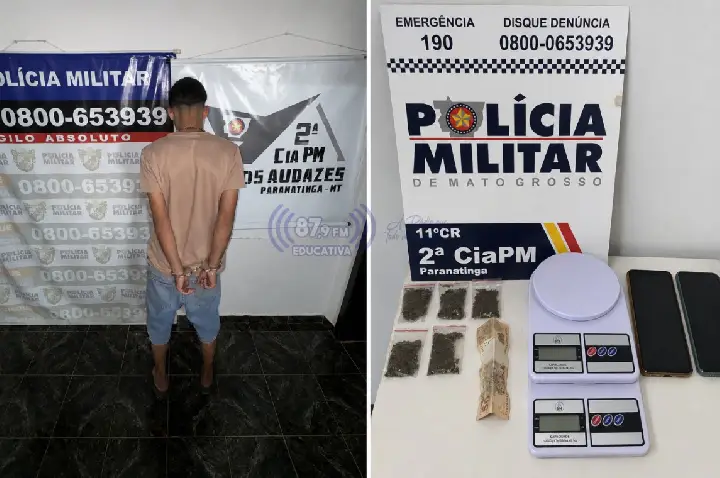 Jovem é preso por suspeita de tráfico de drogas e uso de documento falso em Paranatinga