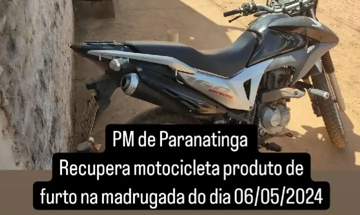 PM de Paranatinga recupera Motocicleta Furtada em menos de 24h