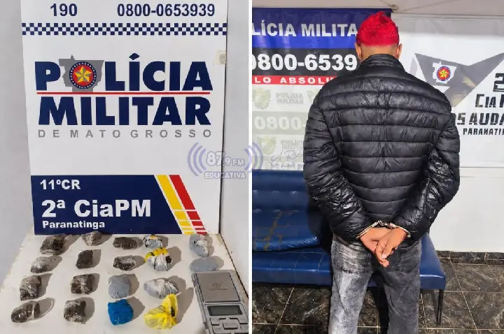 Polícia Militar detém jovem suspeito de tráfico e apreende 18 porções de maconha em Paranatinga