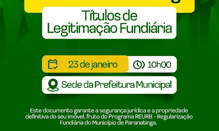REURB: Prefeitura fará entrega de Títulos de Legitimação Fundiária à moradores do bairro Vila Concórdia II