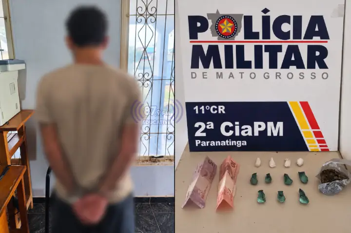 Suspeito é preso após tentar fugir e dispensar droga ao perceber chegada da PM em Paranatinga
