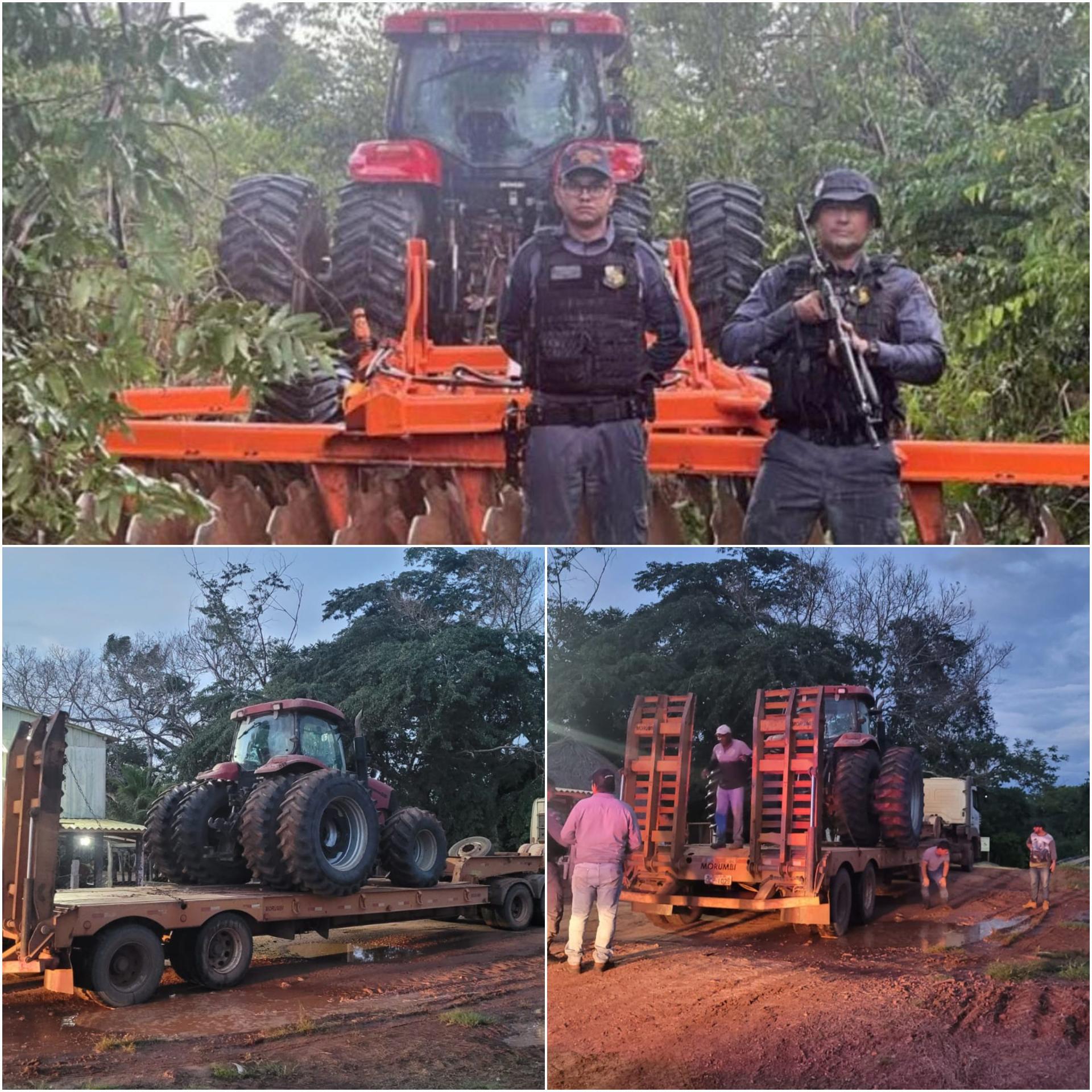 Polícia Militar segue rastro e recupera trator da prefeitura que foi furtado em Gaúcha do Norte