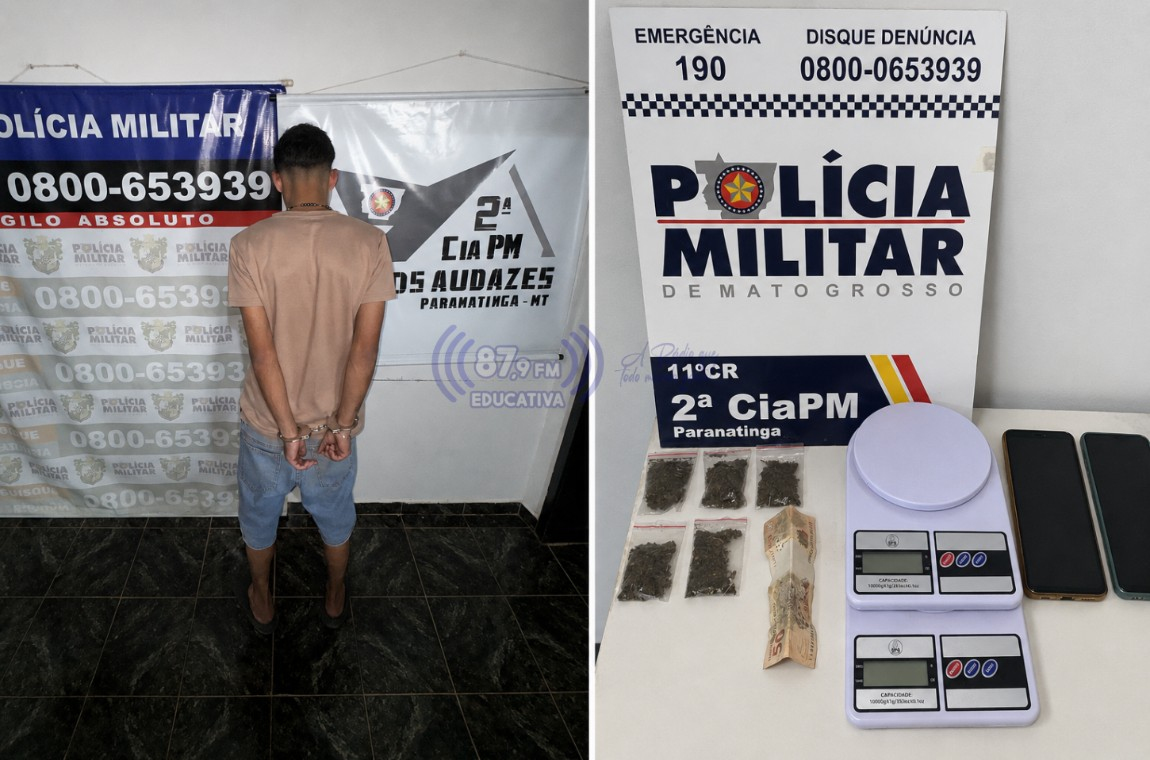 Jovem é preso por suspeita de tráfico de drogas e uso de documento falso em Paranatinga