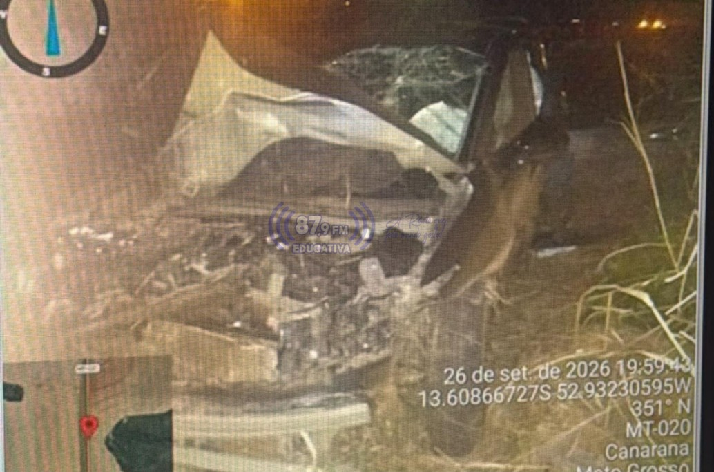 Carro capota após atingir anta na MT-020, entre Paranatinga e Canarana