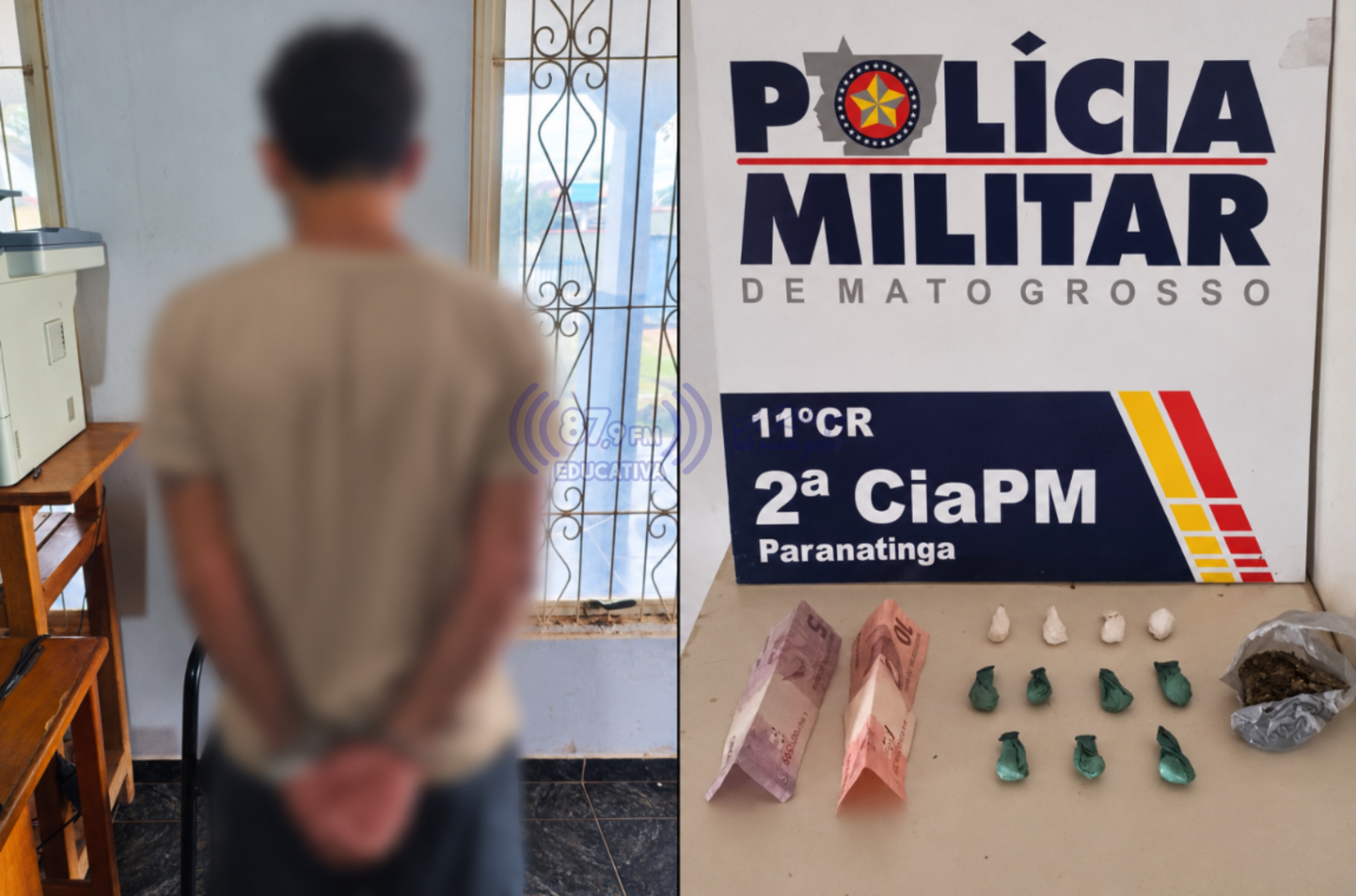Suspeito é preso após tentar fugir e dispensar droga ao perceber chegada da PM em Paranatinga